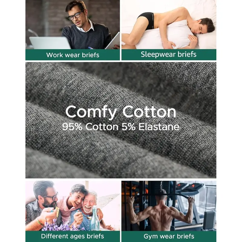Mens Briefs Underwear Soft Cotton Underpants with Fly High Waist Pants Pack of 4 4