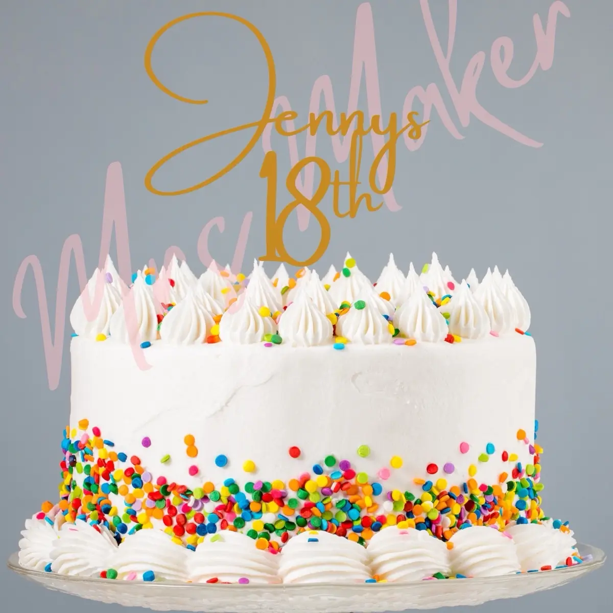 Personalised cake topper for top of cake