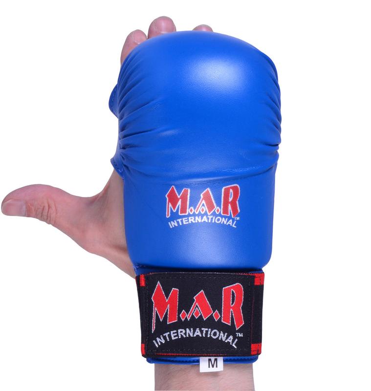 MAR | Blue Karate Mitts with Flexible Wrists, Karate Gloves for Martial Arts Fighting, Sparring & Training Gloves, MMA Gloves, Foam Padding Semi-Contact Gloves, Mixed Martial Arts Gloves 2