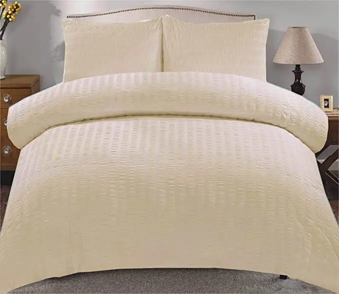 Seersucker Duvet Quilt Cover with Pillow cases Non Iron Bed cover   soft pink 7