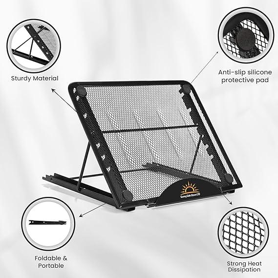 Sunny Side Adjustable Laptop Stand for Desk, Ergonomic Foldable Laptop Riser with 6 level Adjustment, Ventilated Aluminium Computer Stand with MacBook Pro/Air All Surface (10-15.6'' Laptops) (Black) 7