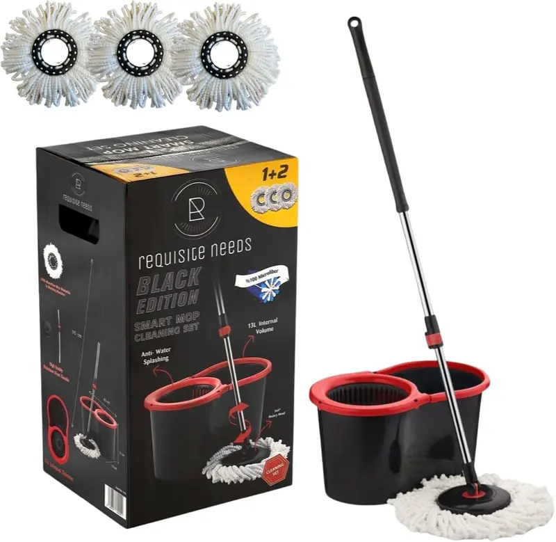 Mop Giratório 360 Com Centrifuga Inox Com Refil De Microfibra E Cabo Em - Foto 5