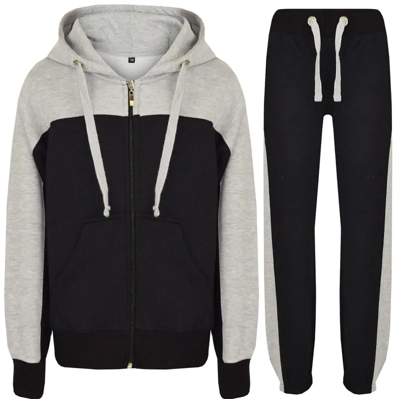 Boys Tracksuit New Kids Contrast Style Hooded Jogging Bottoms And Hoodie 4 CLRS 1