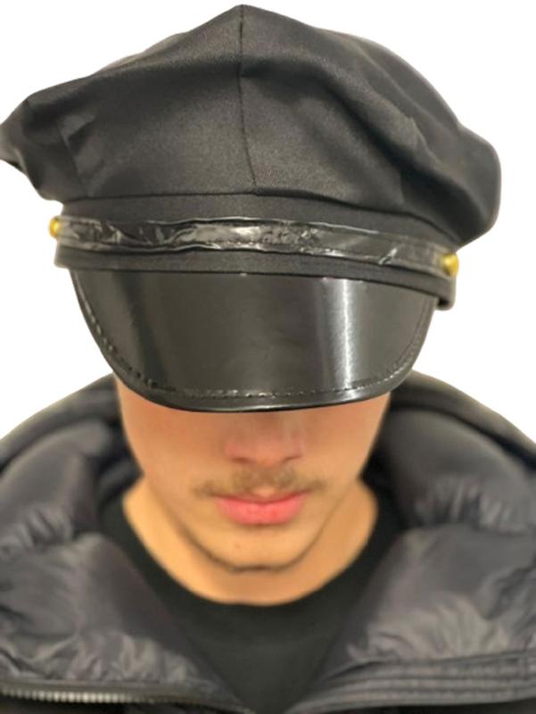 Adults Black Peaked Chauffeur Hat Limo Taxi Driver Fancy Dress Party Hat 3