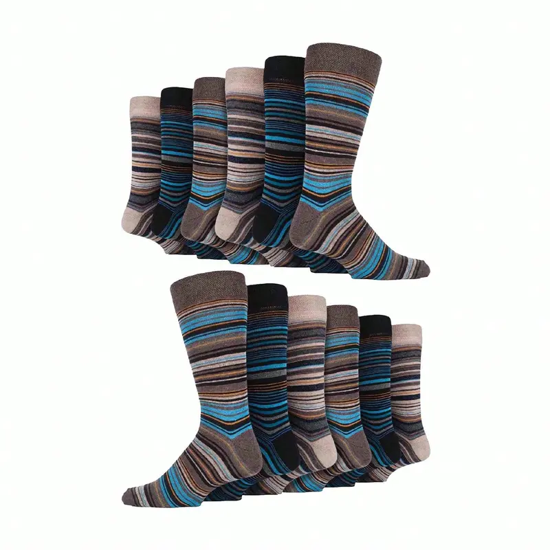 Sock Snob 12 Pair Mens Colourful Cotton Striped Patterned Dress Socks (Rome) 4