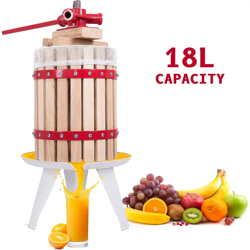 Crystals Traditional Handmade Heavy Duty Wooden Kitchen Fruit Pressed Wine Cider Maker Crusher Apple Juicer Utensil - 18L Capacity 1