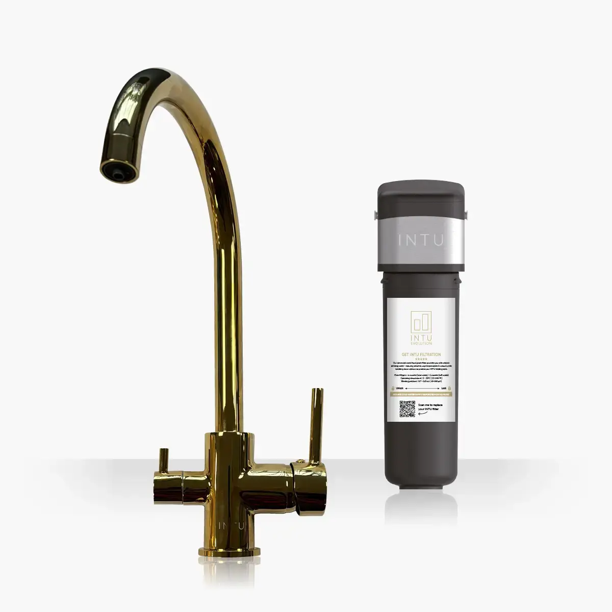 Flair Brushed Gold 3-1 Swan Cold Filtered Water Tap