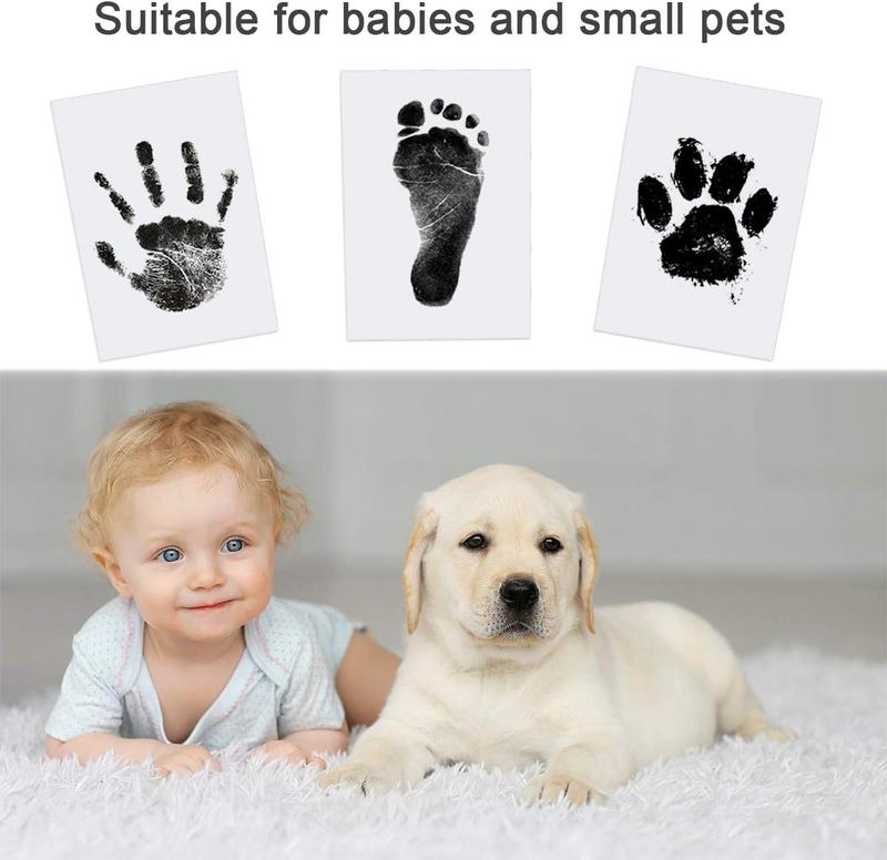 Baby Handprint and Footprint Kit, 3 Baby Inkless Print Pads, 6 Imprint Cards, Baby Footprint Kit,Safe Non-Toxic for Feet & Hand, Family Keepsake Black 5
