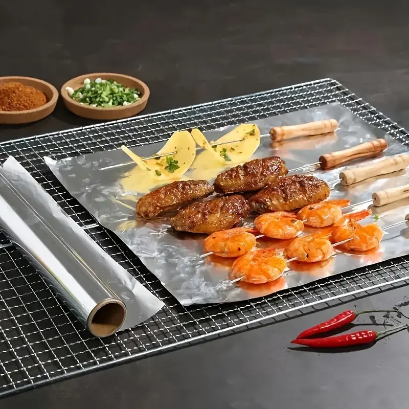 393.7 Inch Heavy Duty Aluminum Foil Roll - Disposable, Portable, High-Temperature Resistant Food Wrapping Paper for Grilling, Baking, Picnic, Kitchen 2