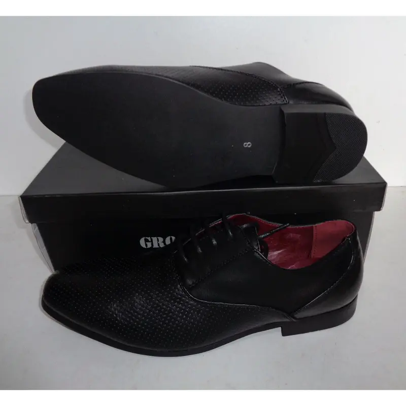 New Mens Black Shoes Casual Lace Up Office Dress Formal Wedding UK Sizes 6-11 2