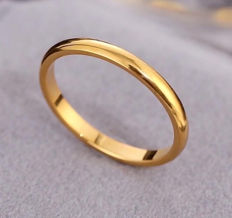 Product Introduction of Slim Band Ring in Titanium Steel with 18k Gold Plating 6
