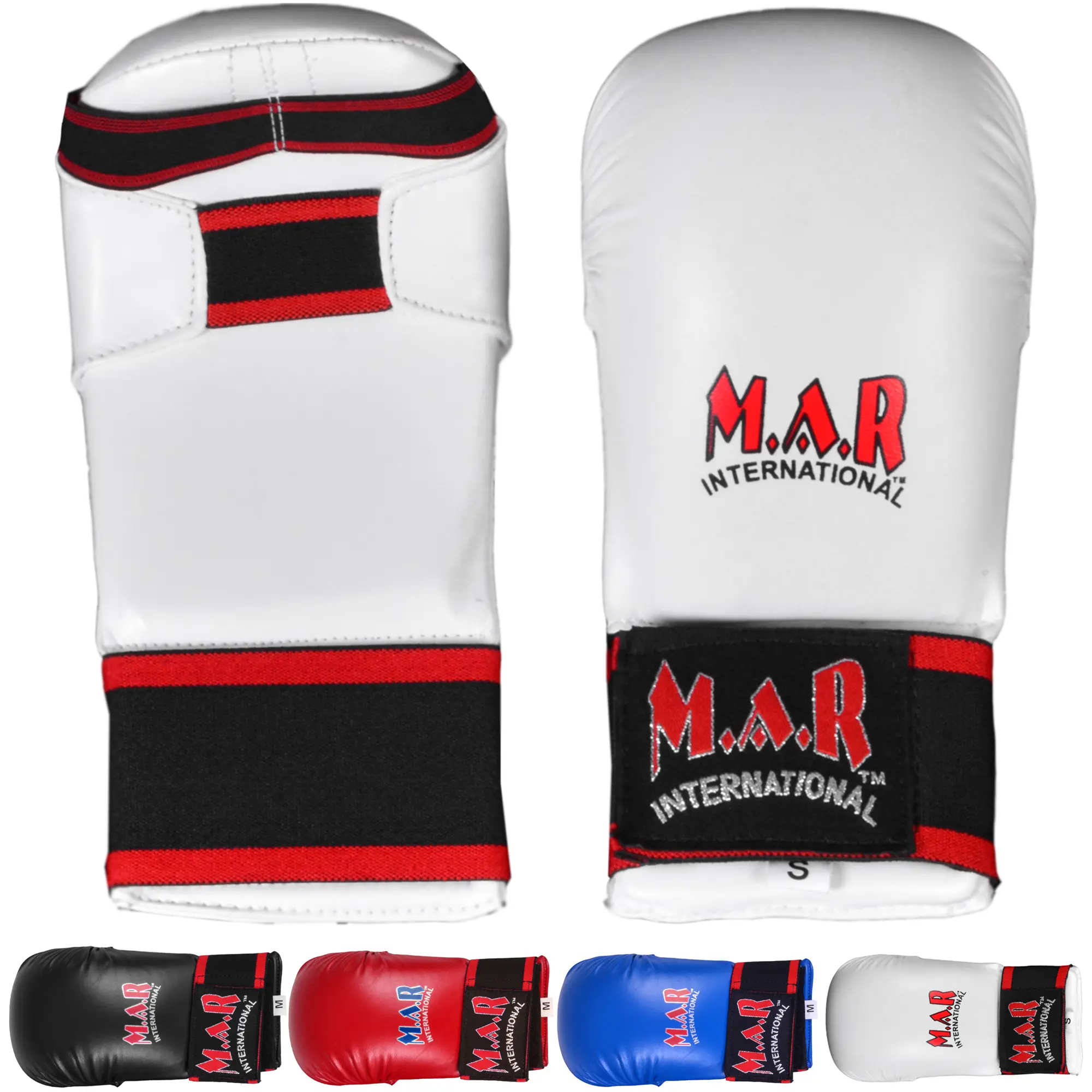 MAR | White Karate Mitts with Flexible Wrists, Karate Gloves for Martial Arts Fighting, Sparring & Training Gloves, MMA Gloves, Foam Padding Semi-Contact Gloves, Mixed Martial Arts Gloves