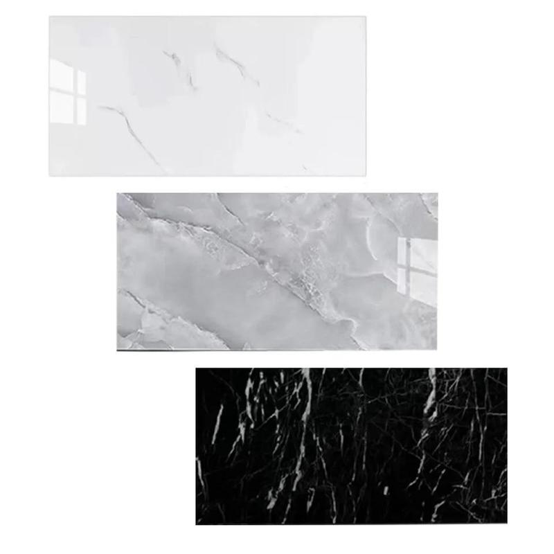 12X PVC Marble Tiles Wall Sticker Self-Adhesive Stick On Kitchen Bathroom Decor panels 8