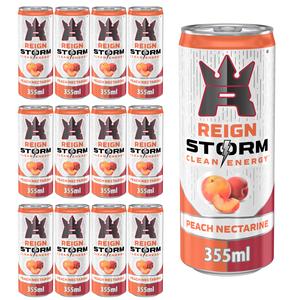 Reign Storm Clean Energy Peach Nectarine 12 x 355ML - Fruity Energy Drink For Sport - New Limited Edition Beverage