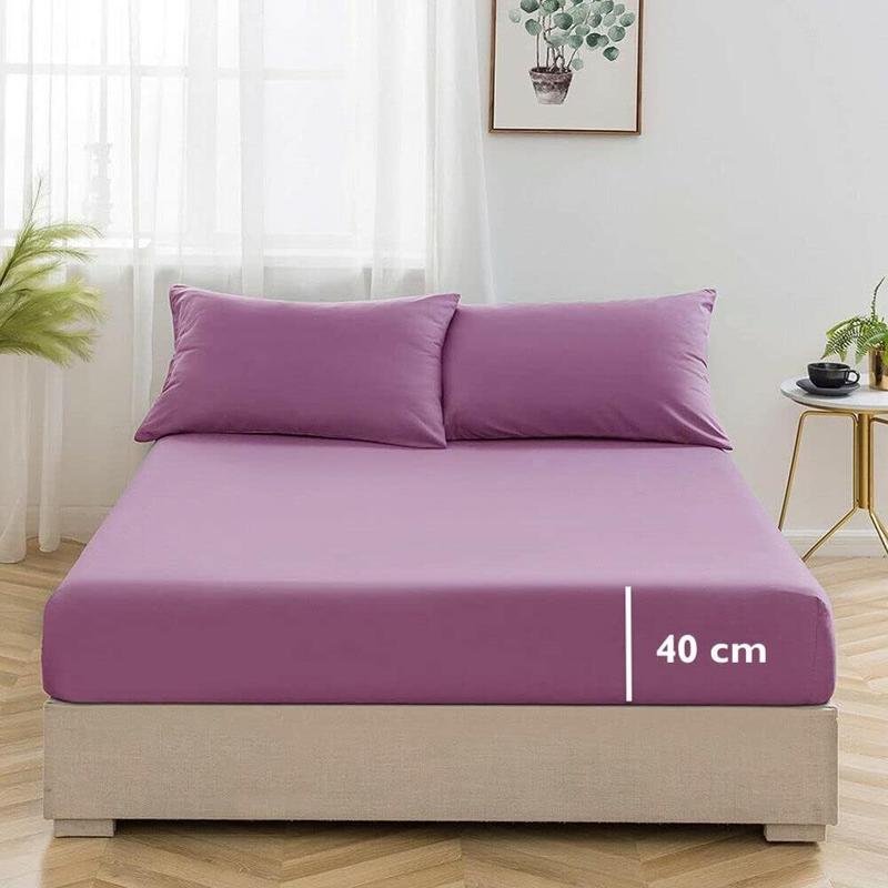 Extra Deep Fitted Bed Sheets 16"/40cm Deep Pockets With Elasticated Corners | Bedding & Linen Easy Iron All Seasons 52% Polyester 48% Cotton Polycotton | Single Double King Super King Sizes | Ultra Soft Brushed Microfiber Shrinkage and Fade Resistant | 3