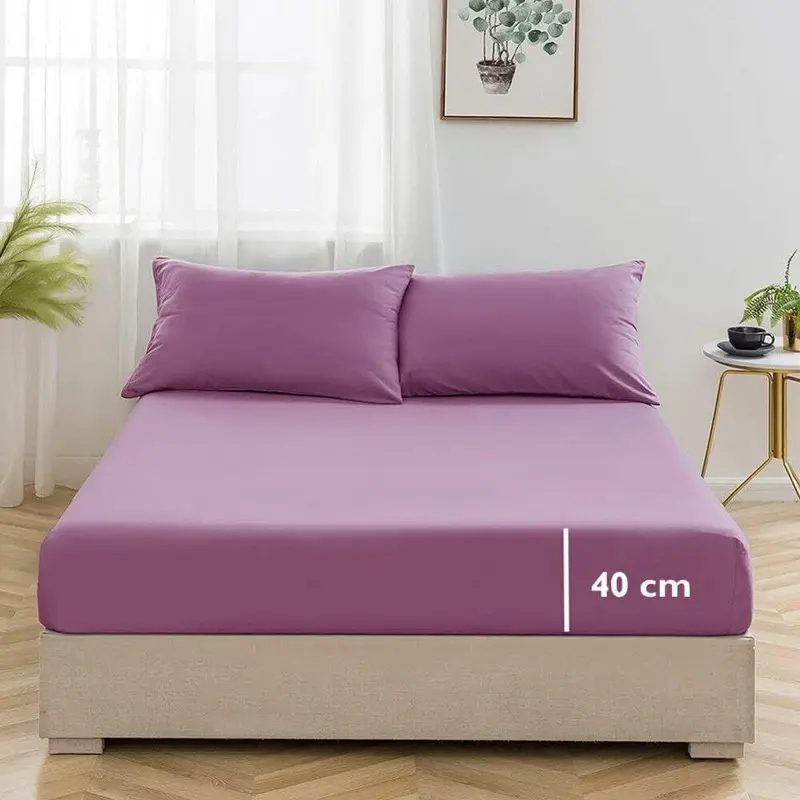 Extra Deep Fitted Bed Sheets 16"/40cm Deep Pockets With Elasticated Corners | Bedding & Linen Easy Iron All Seasons 52% Polyester 48% Cotton Polycotton | Single Double King Super King Sizes | Ultra Soft Brushed Microfiber Shrinkage and Fade Resistant | 3