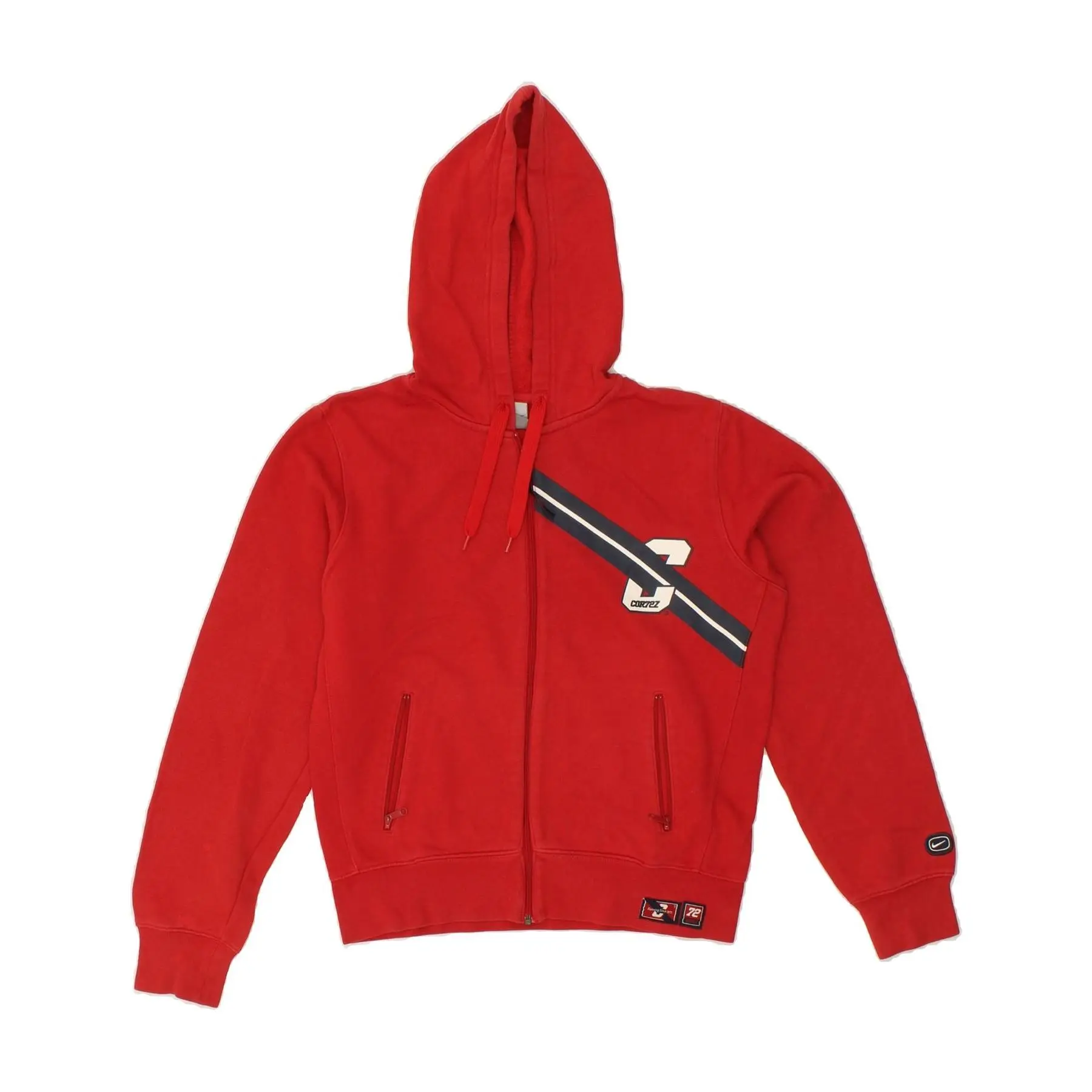 Pre-Owned Vintage NIKE Womens Graphic Zip Hoodie Sweater UK 14 Medium Red Polyester