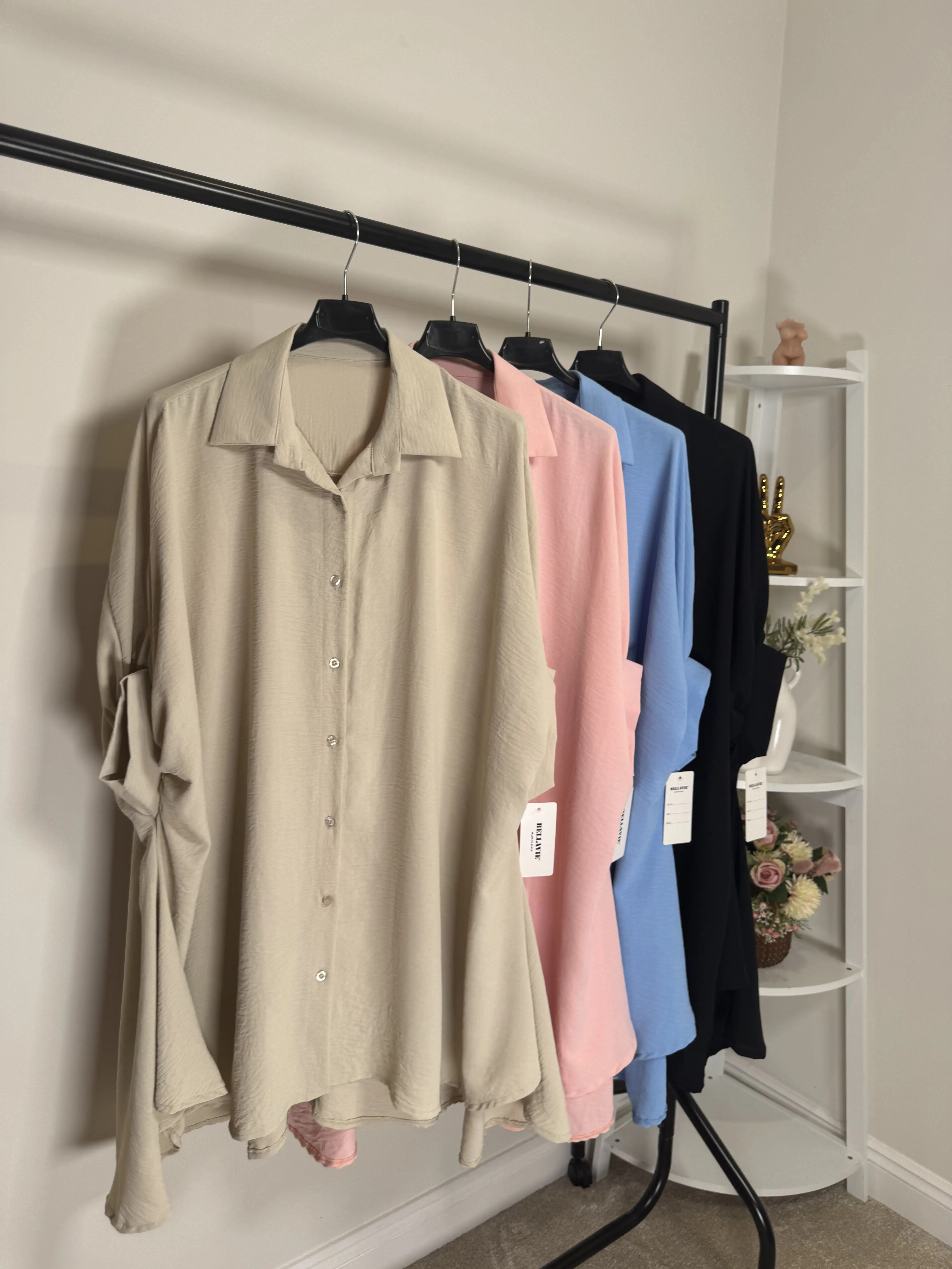 BATWING COLLARED SWING BLOUSE/DRESS - ONE SIZE