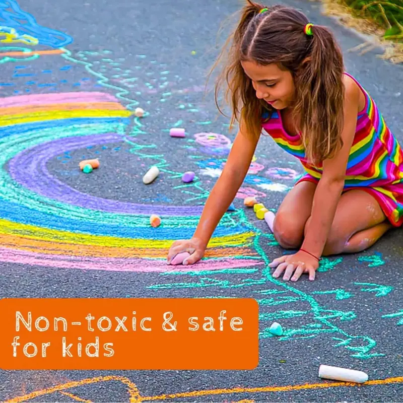 15 PCS Washable Jumbo Sidewalk Chalk Set - Non-Toxic Chalk for Schools, Outdoor Art, Chalkboard & Playground - Jumbo Chalk for Kids' Creative Play, Painting, Writing & Drawing - FL24201 5