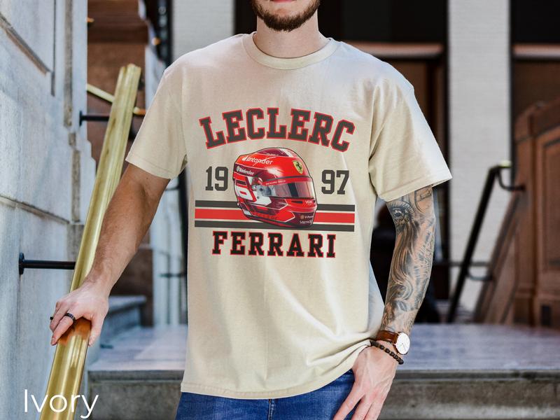 Charles Leclerc T-Shirt, F1 merch, Formula 1 shirt, Ferrari Tee, Varsity shirt Leclerc, Leclerc shirt, F1 shirt 1