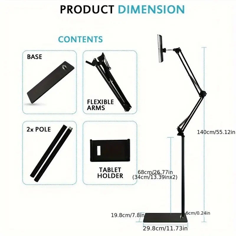 Universal 360-degree Adjustable Floor Stand Holder For Tablet/iPad/Phone 1