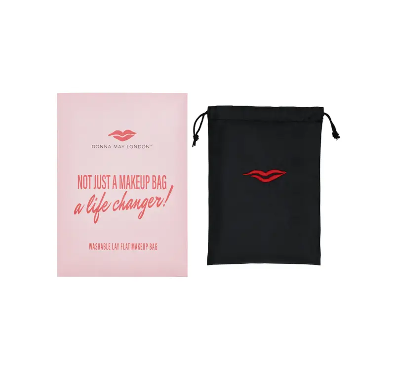Open Flat Drawstring Makeup Bag in Classic Black 4