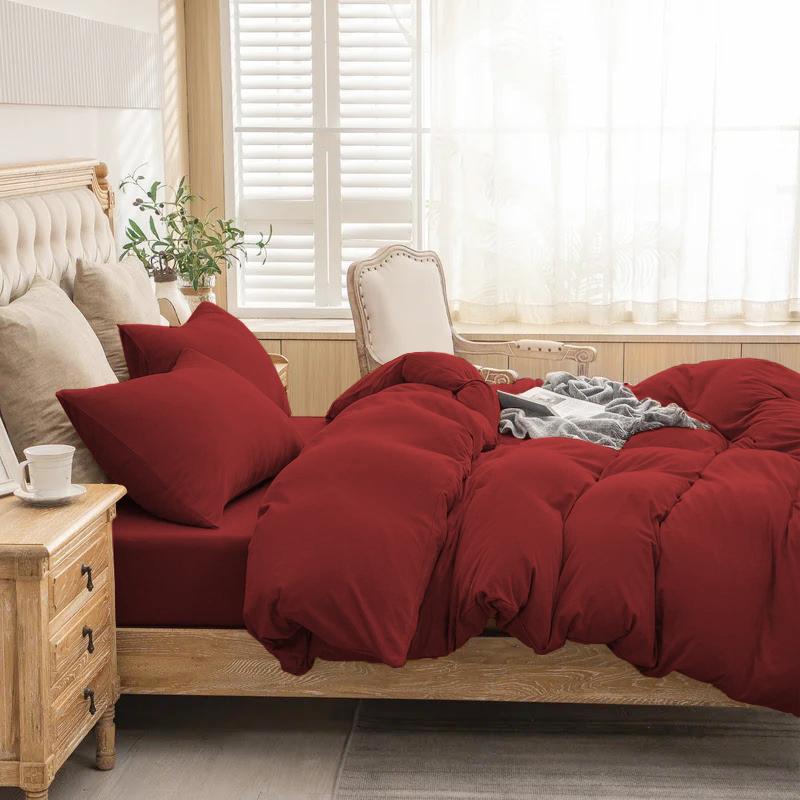 Qatan Plain Duvet Quilt Cover with Pillow Case - Bedding Set Single Double King Size 7