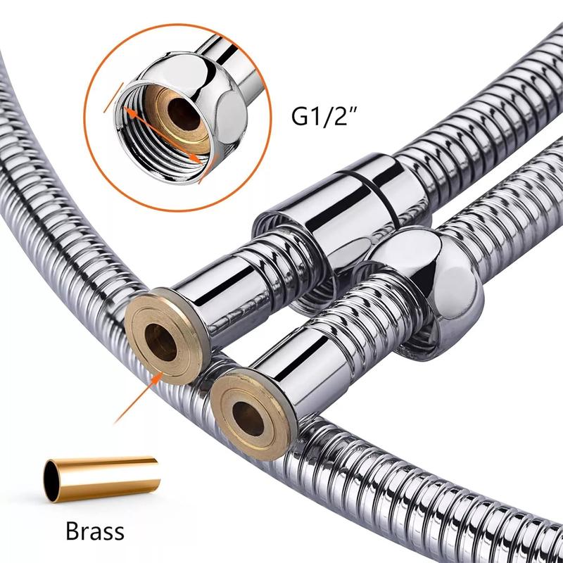 Stainless Steel Long Shower Hose for Bath Taps with 2 Washers, 1.75m (69”) - Bathroom Fixture 5