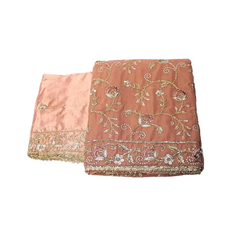 BS-UNST-202 - Unstitched Embroidered Chiffon Stone Work Suit 1