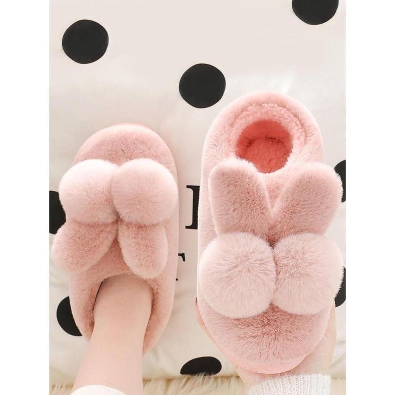 Women's Cute Cartoon Rabbit Design Plush Slippers, 1 Pair Soft Comfy Warm Bedroom Slippers, Ladies & Girls Home Slippers for Fall & Winter 5
