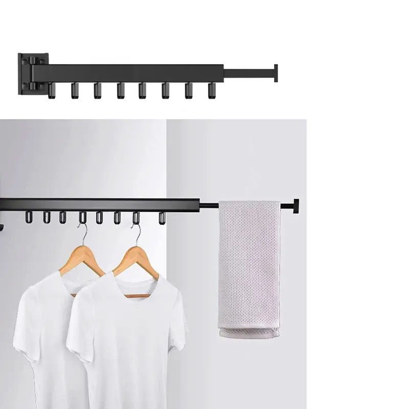 HYGRAD BUILT TO SURVIVE Clothes Drying Rack Wall Mounted Clothes Drying Airer Rack, Retractable Fold Away Laundry Drying Rack Outdoor & Indoor Neat Formal Drying Rack (Single Rod - 93cm Long) 0