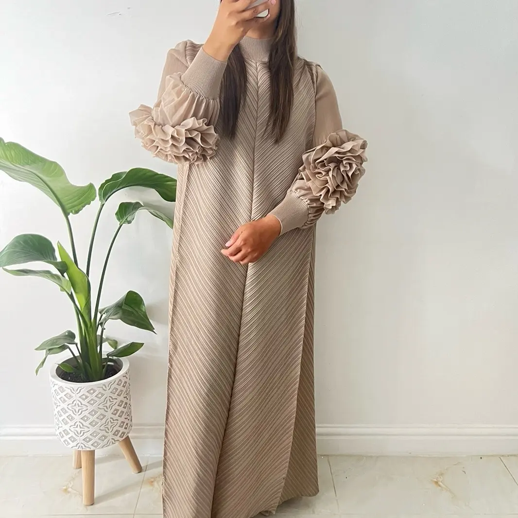 Flower accent pleated dress regular holiday