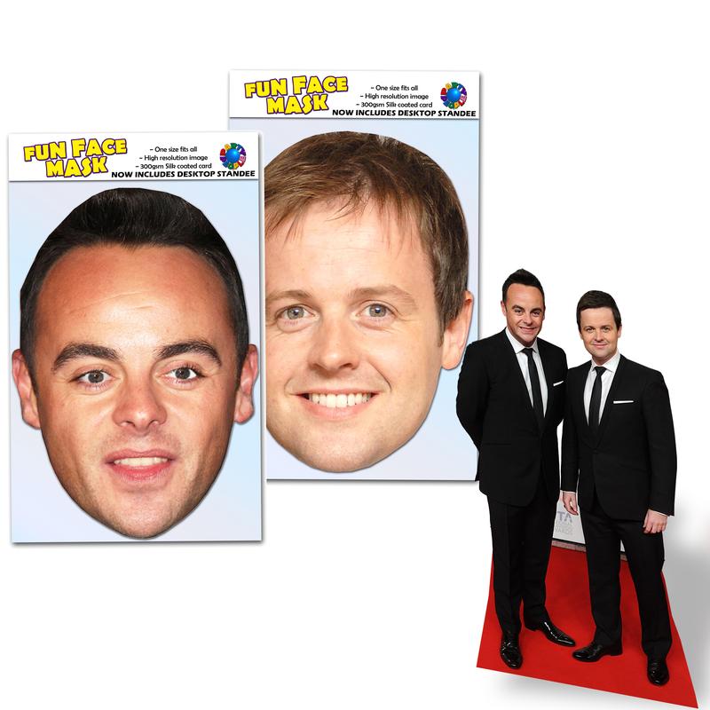 Ant and Dec Twin Pack - Celebrity Card Face Masks - Ready To Wear - With optional Desktop Standee 2
