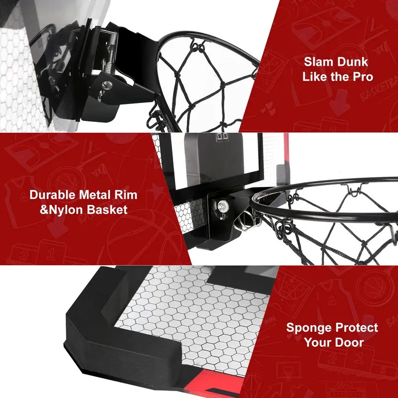 YIMORE Basketball Hoop for Kids Automatic Scoring Indoor Basketball Hoop, Mini Basketball Hoop Wall Mounted with 3 Balls Toy for Girls Boys Age 5 6 7 8 9 10 (red) 3