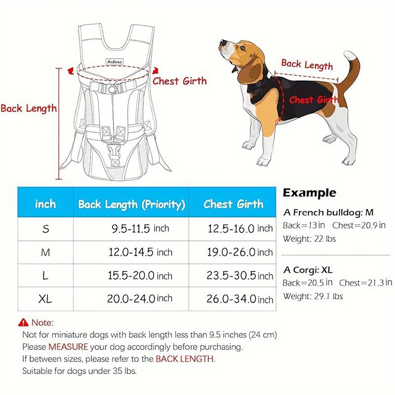 Pet Front Dog Carrier Backpacks, Adjustable Dog Backpack Carrier, Legs Out Easy-fit Dog Chest Carrier for Medium Small Dogs, Hands Free Dog Front Carrier for Hiking, Cycling 5