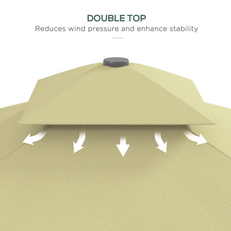 Outsunny 2.5m Square Double Top Garden Parasol Cantilever Umbrella with Ruffles, Beige 5