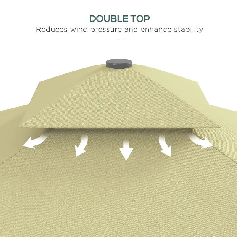 Outsunny 2.5m Square Double Top Garden Parasol Cantilever Umbrella with Ruffles, Beige 5