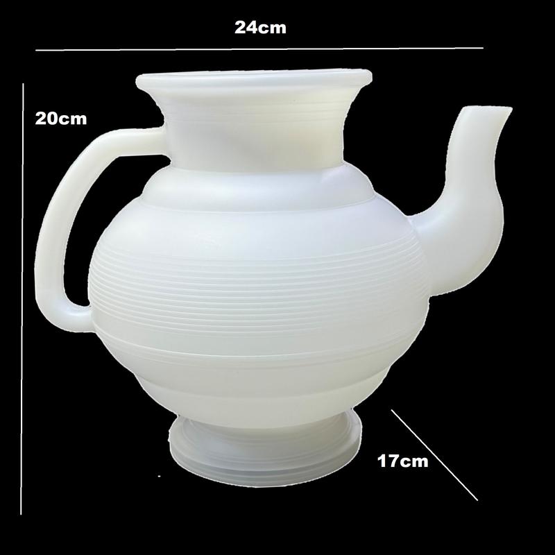 White Plastic Short Nose Lota / Watering Can / Bathroom Wash Jug - With Integrated Handle 1