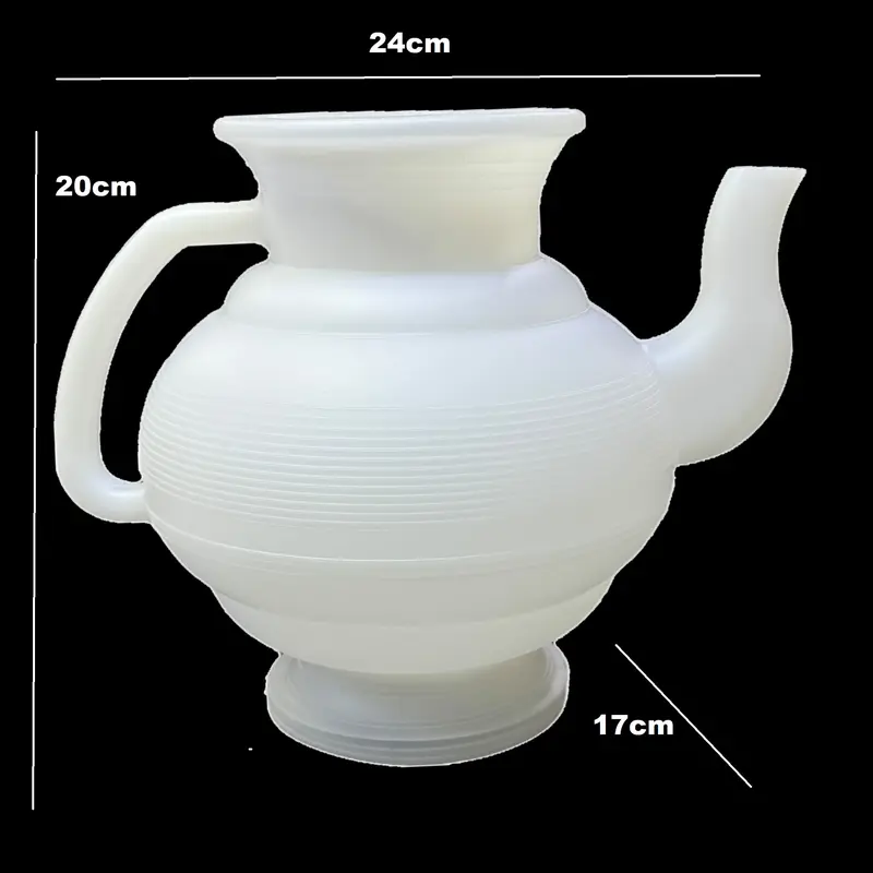 White Plastic Short Nose Lota / Watering Can / Bathroom Wash Jug - With Integrated Handle 1