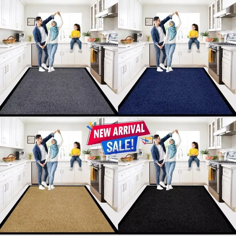 Heavy Duty Rubber Barrier Mat Non-Slip Small & Large Door Mat, Hallway Runner, Kitchen Rugs, Indoor/Outdoor Use, Washable, Durable, Entrance Mats for Home, Back Door, Kitchen Floor, Non-Slip Rubber Backed Rug for Hallway & Kitchen