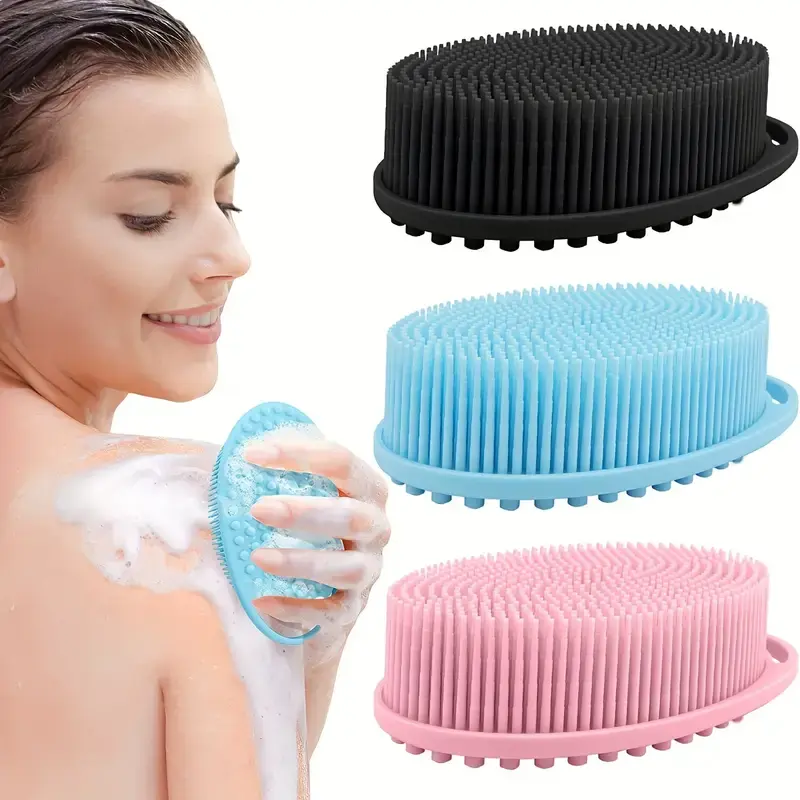 Loofah Exfoliating Body Scrubber 2 In 1 Face And Body Silicone Scrubber – Silicone Shower Brush Bath Sponge Loofah Accessories