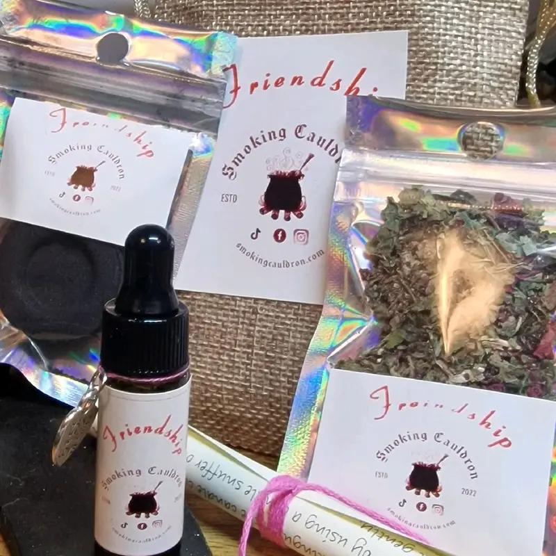 Friendship Spell Pouch for Self Care and Home Fragrance with Candle, Oils, Incense and Instructions - Freshener, Decor, Ornaments, Decoration 0