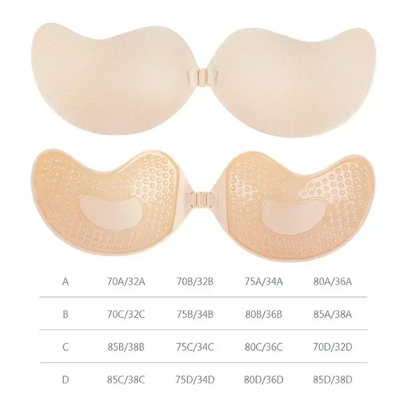 Invisible Push Up Bra for Women Backless Strapless Bra Seamless Front Closure Bralette Underwear Silicone Self-Adhesive Bra Pads 5