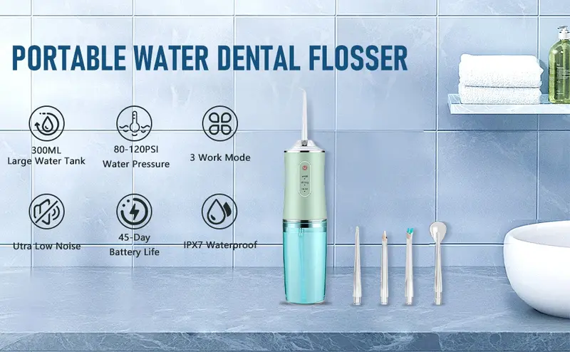 Product Introduction of Electric Water Flosser Cordless for Teeth 3 Modes 4 Jet Tips Cleaning and Flossing Water Dental Portable Floss Irrigator Oral Water Flossed Rechargeable Tonsil Stone Travel Adults 0