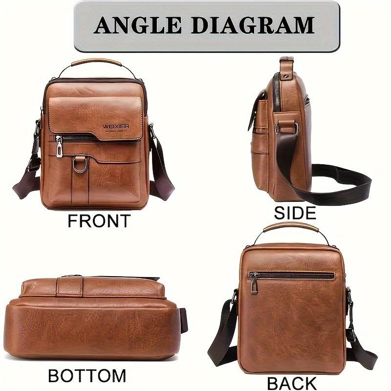WEIXIER Casual Crossbody Bag - Sleek Multi-Pocket Shoulder Bag for Commuting, Square Handbag in Brown & Black, Durable PU with Polyester Lining, Zip Closure, Purse Crossbody 1