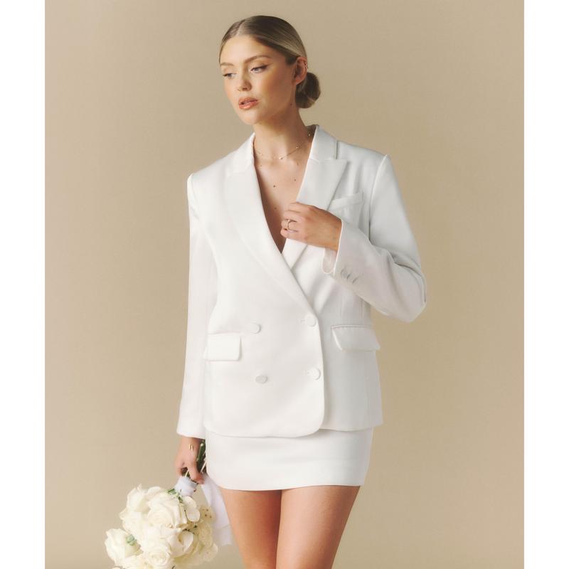 Satin Tailored Jacket - White 1