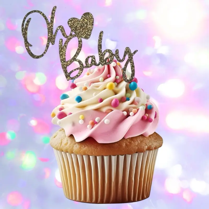 Oh Baby Cupcake Toppers Pack of 12 - Festive Party Decorations - Ornaments