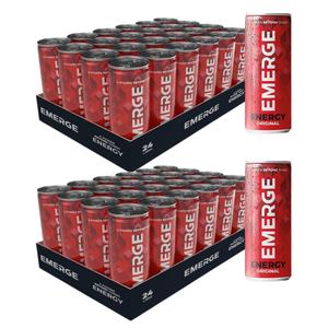 Emerge Energy Original 250ml - Pack of 48 (2x 24pk) - Mixed Fruit Flavor Energy Drink with Sugar & Sweeteners - Sport Beverage