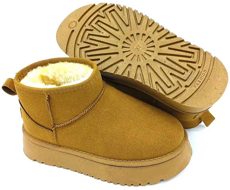 Womens Faux Fur Slip On Platform Snug Boots Ladies Ankle Warm Comfy Shoes 6