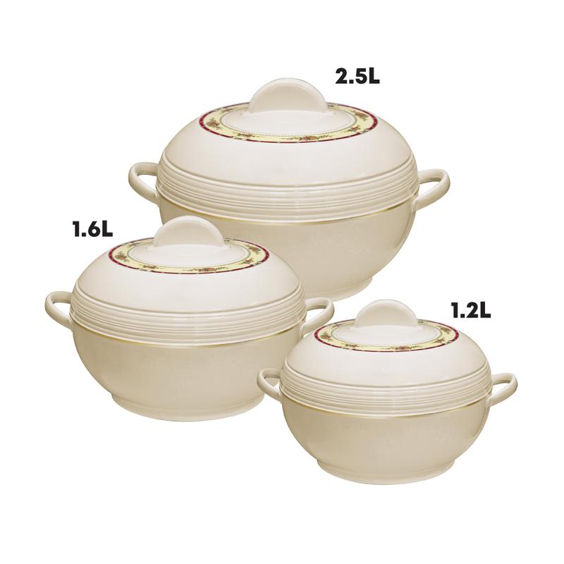 SQ Professional Ambiente Insulated Hot Pot Set 3pc Cookware Stainless Steel Handles Indoor Outdoors Warmer Casserole Set Stove 7
